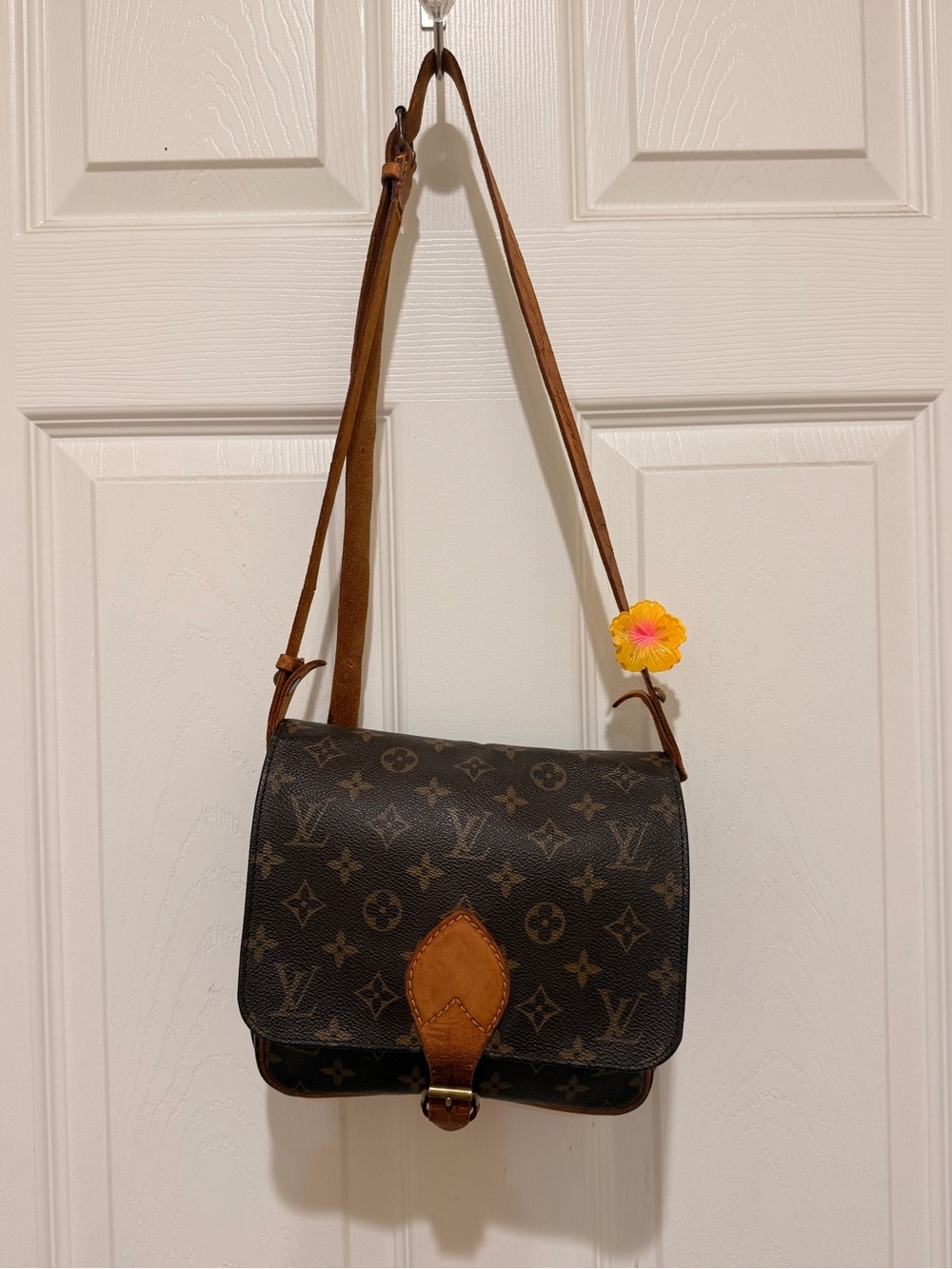 Vintage Louis Vuitton Monogram Cartouchiere MM Crossbody Bag (France, 1989) - AS